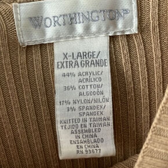 Women’s Worthington lightweight mock neck tan sweater - size XL - Picture 3 of 3